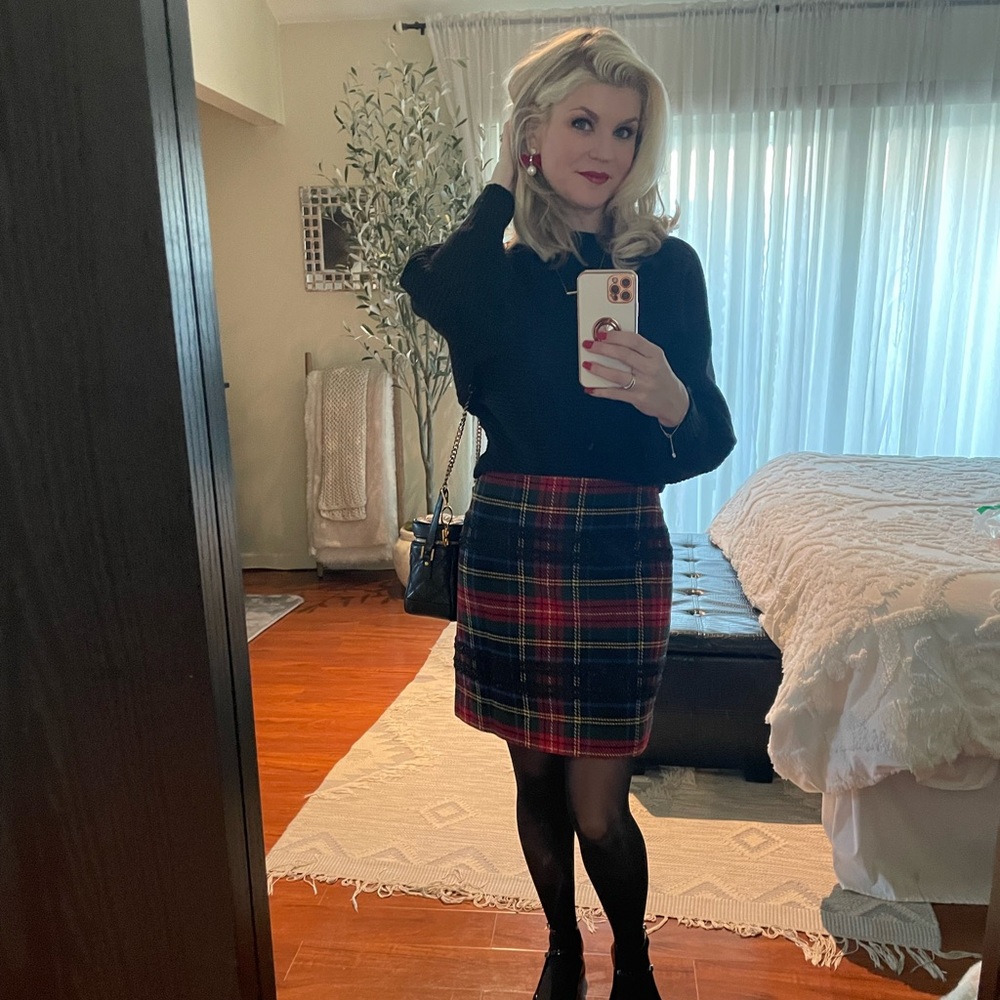 J Crew Plaid Holiday Skirt Size 6